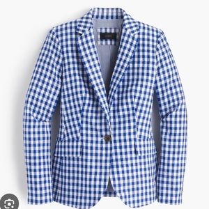 NWOT JCrew gingham blazer.  Perfect lightweight fabric for spring.
